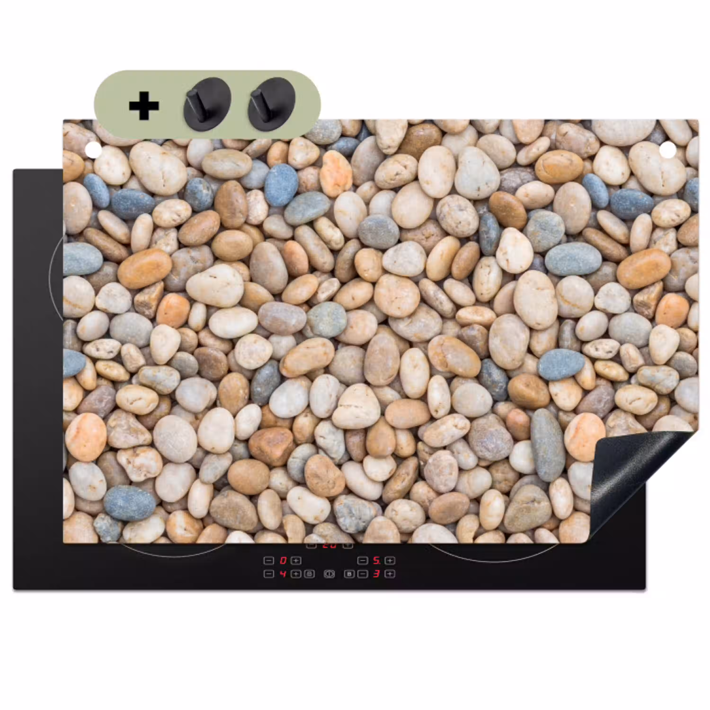 Kiezelstenen - Natuur - Textuur - Beige - Grijs Inductie beschemer met haakjes klein -3d
