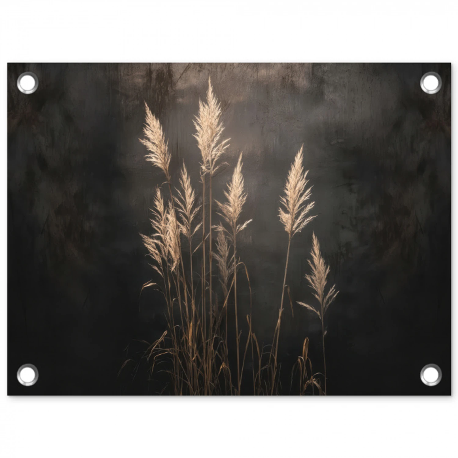 Siergras - Pluimen - Verlichting - Zwart tuinposter los doek klein -3d