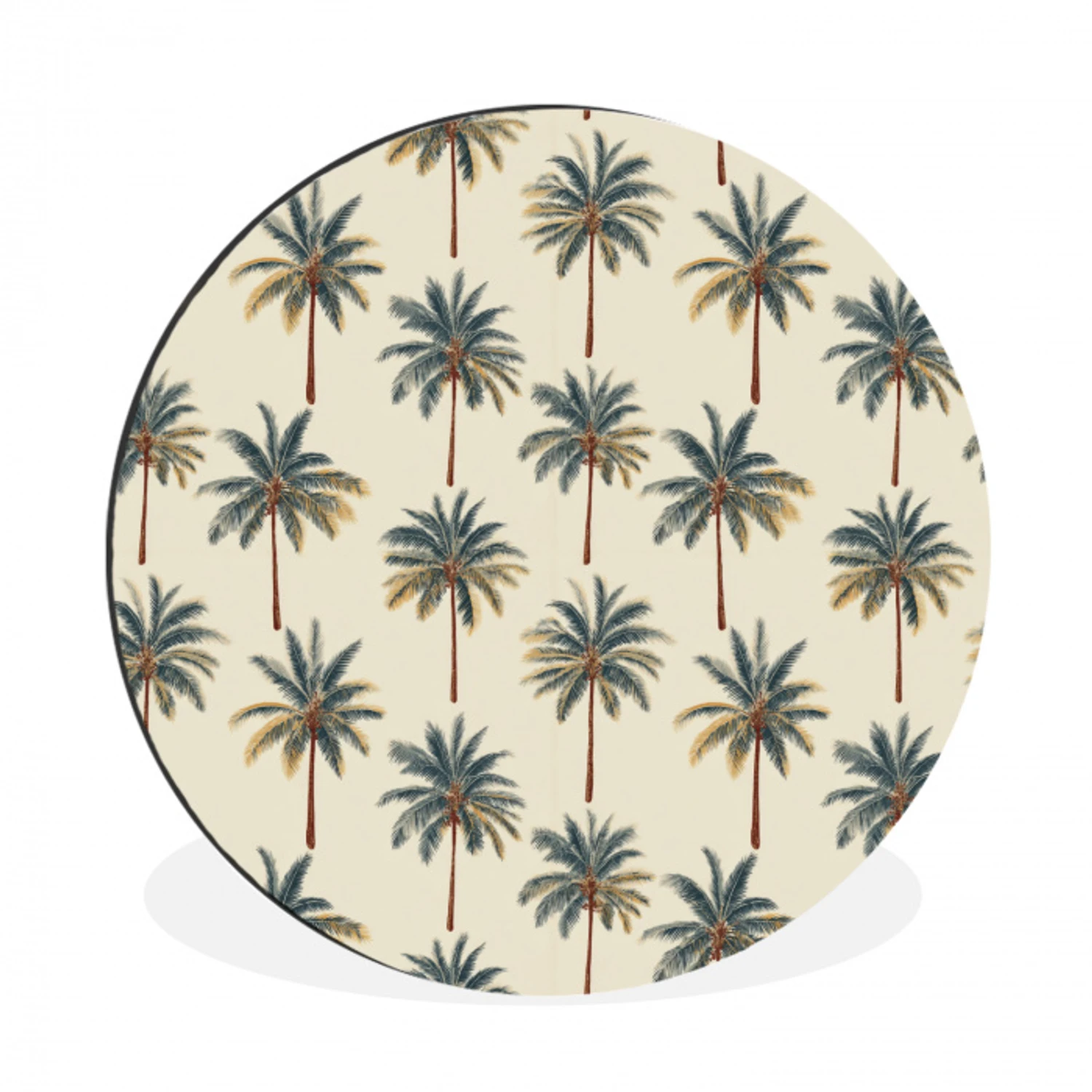 Palmbomen - Tropisch - Groen Wandcirkel aluminium klein 190 -3d