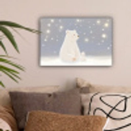 Ijsbeer - Sneeuw - Sterren - Blauw canvas 2cm klein -sfeer1