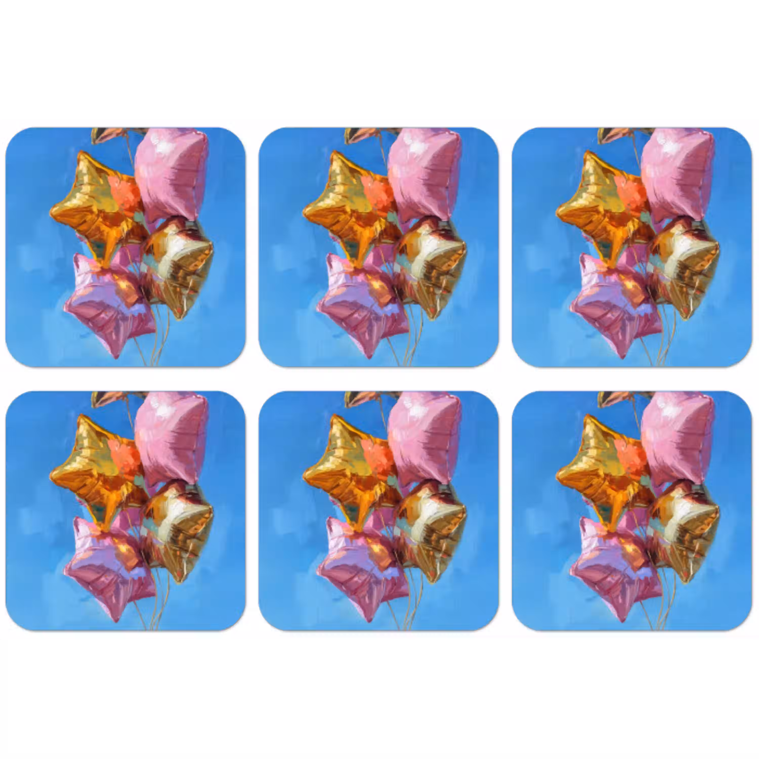 Ballonnen - Goud - Stervorm - Roze onderzetter kurk middel -zkaufland3dotto
