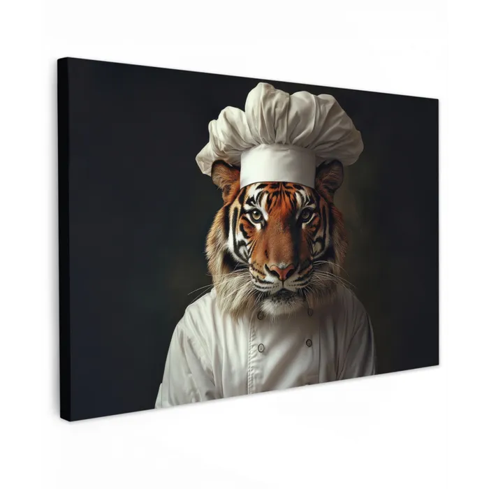 Tijger - Kokskleding - Bruin Tuinposter op houten frame 2 cm dik klein -3d