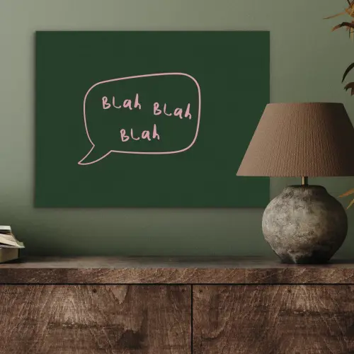 Tekstwolkje - Donkergroen - BLAH BLAH BLAH PET vilt klein -sfeer2