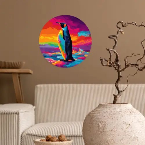 Ijsschots - Pinguïn - Abstract - Lucht Wandcirkel behangsticker klein -sfeer1