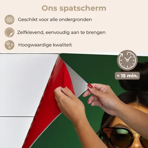 Vrouw - Groen - Modern - Bril - Abstract keuken achterwand spatscherm klein -spatscherm_NL