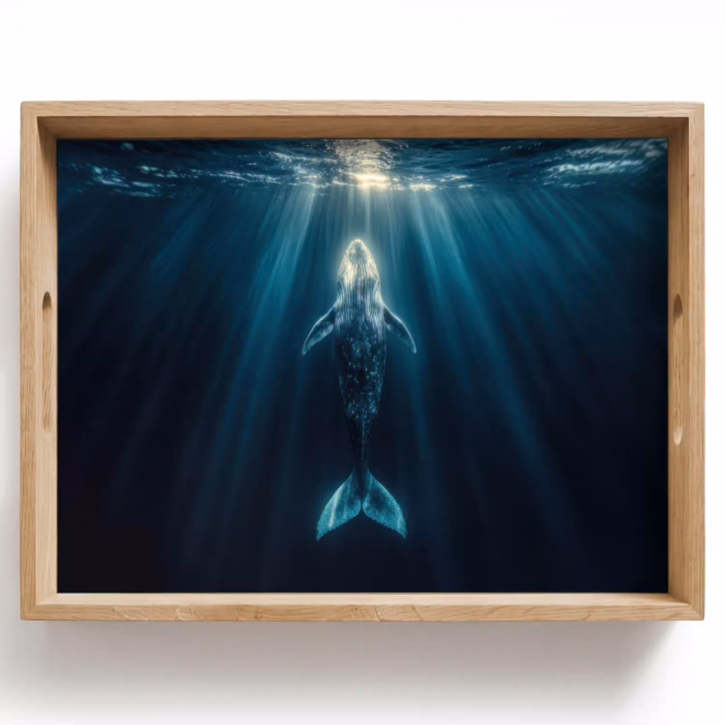 Walvis - Water - Zonnestralen - Blauw Dienblad Rechthoek middel -z3d_shopping