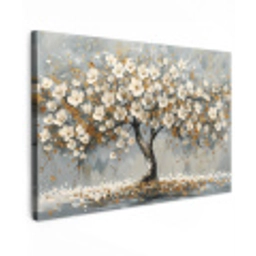Boom - Bloemen - Wit - Natuur - Kunst canvas 2cm klein -z3d