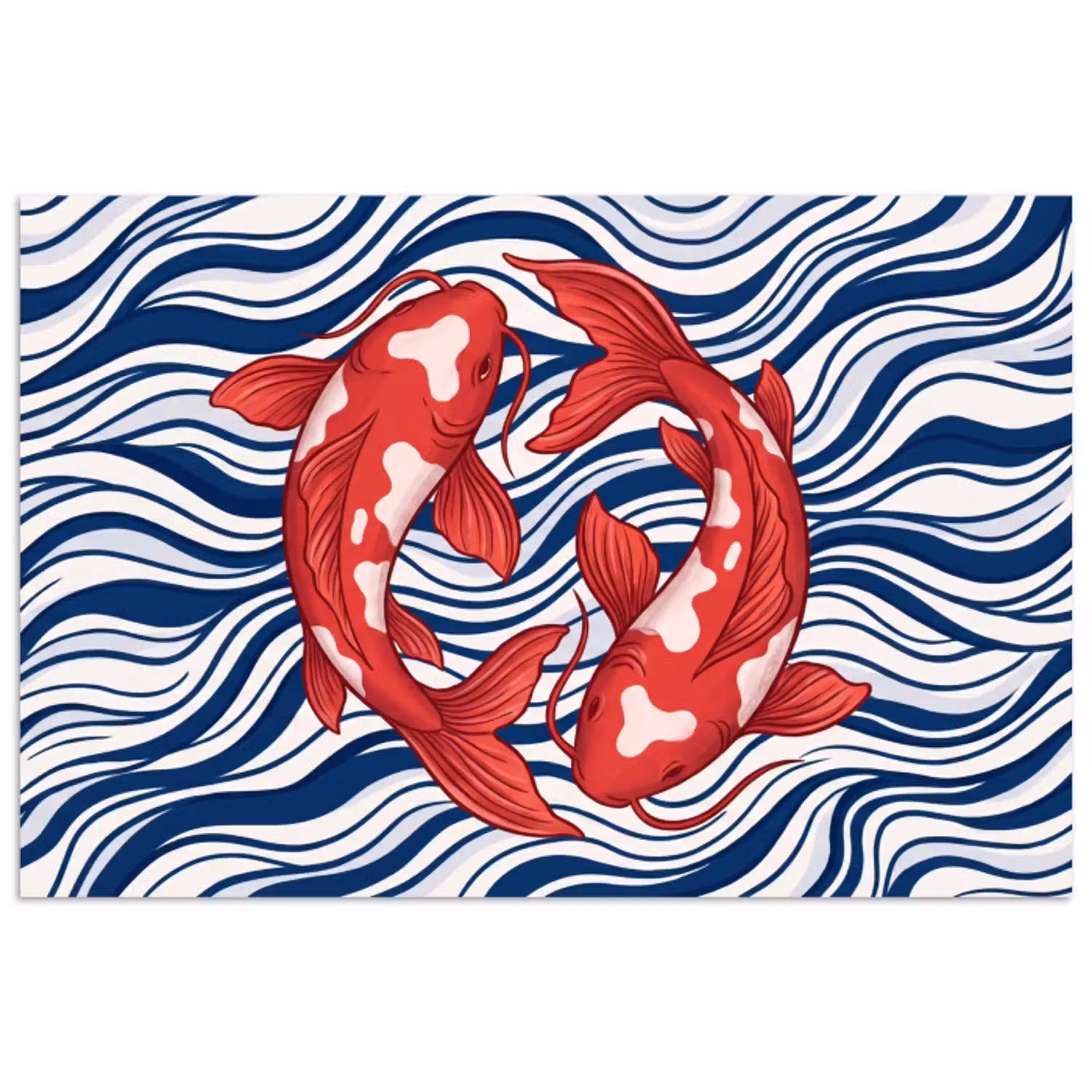 Vis - Water - Natuur - Illustratie - Rood poster papier klein -3d