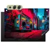 Boombox - Rood - Graffiti - Neon Inductie beschemer met haakjes klein -3d