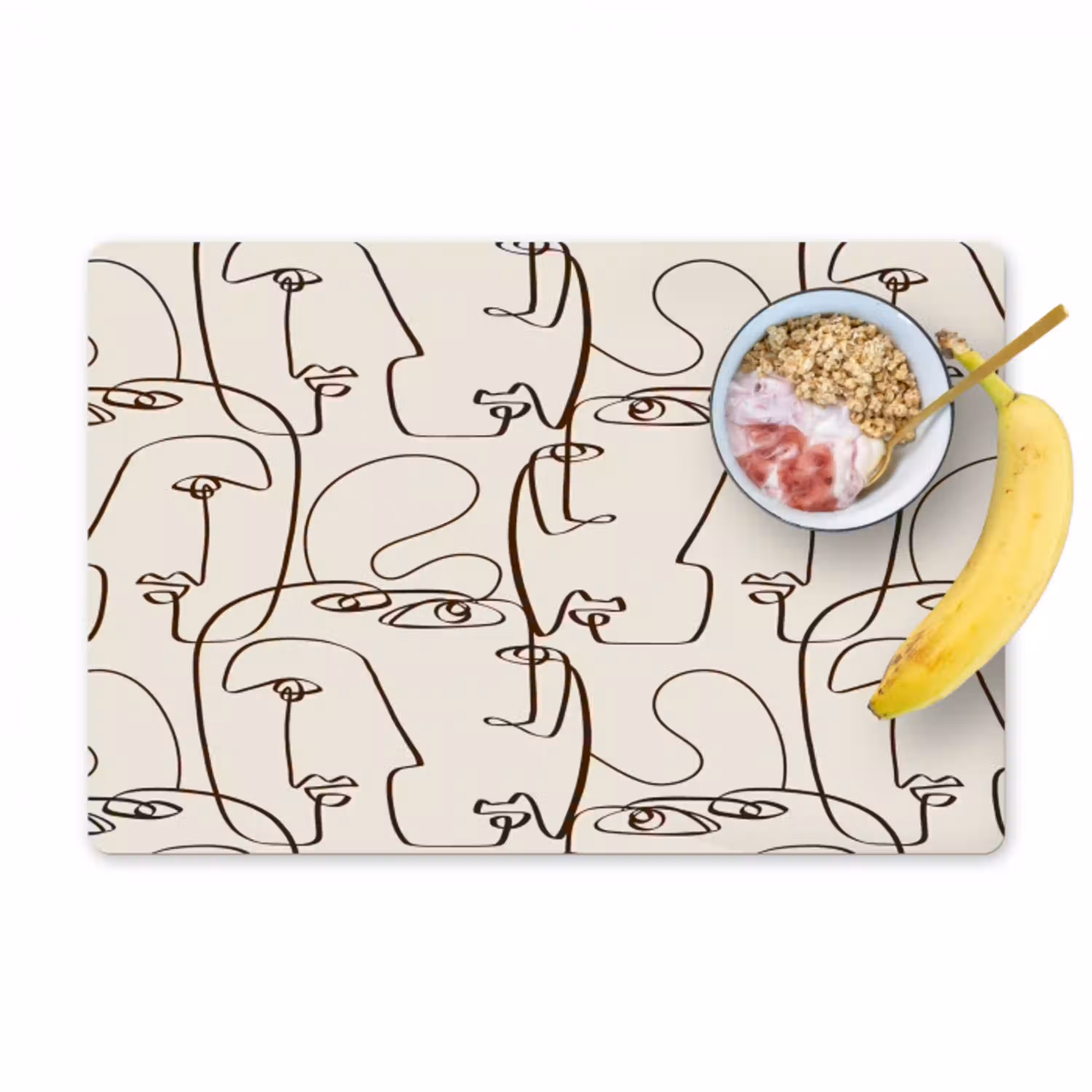 Beige - Gezicht - Lijnen - Bruin Placemat vinyl groot 368 -zzzproduct_Kitchenyeah-website