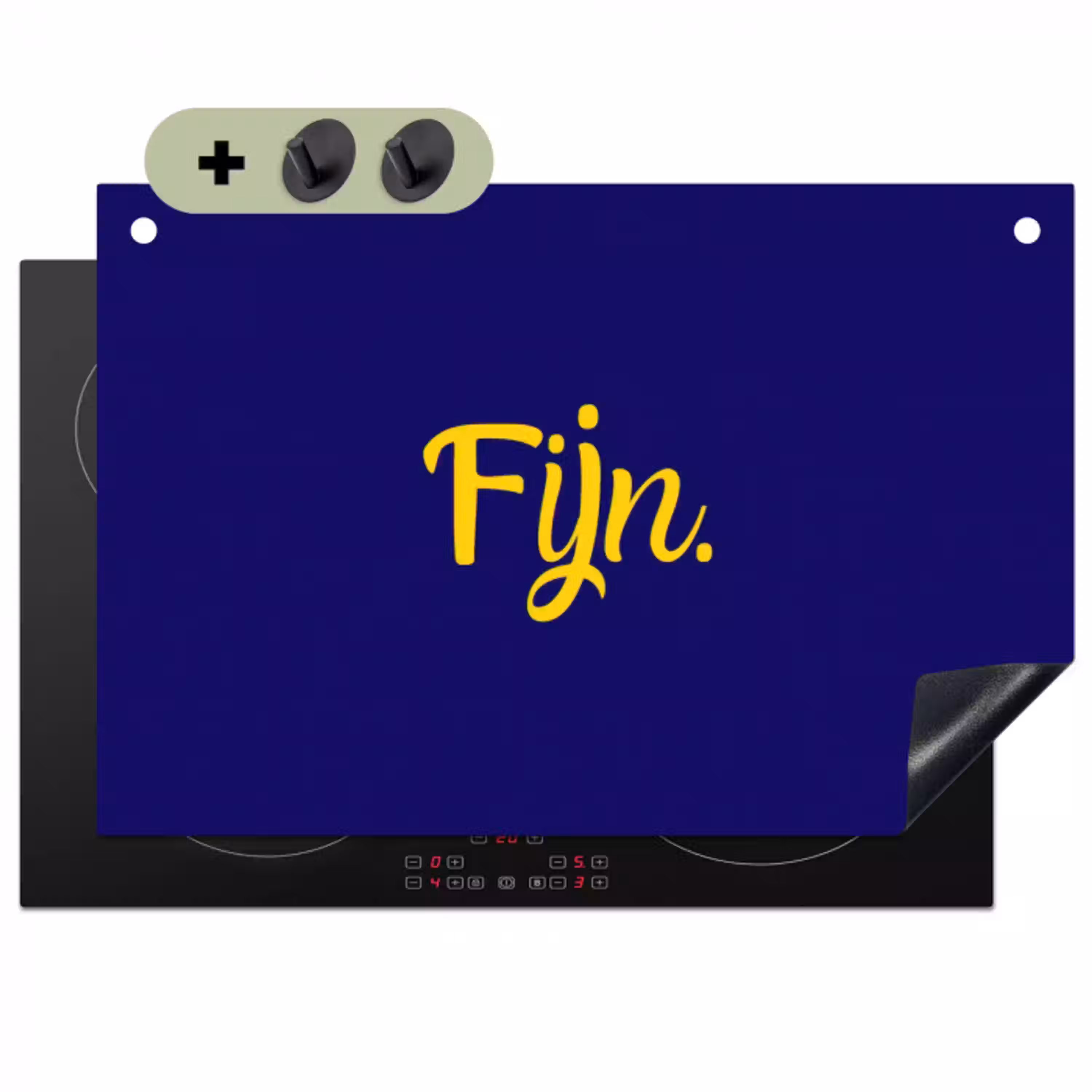Blauw - Geel - Fijn Inductie beschemer met haakjes klein -3d