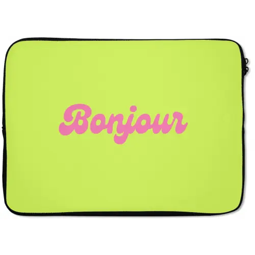 Groen - Roze bonjour - Retro laptophoes neopreen klein -zkaufland3dotto