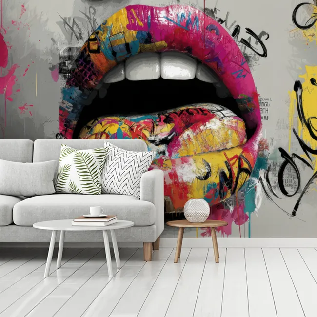 Tapete - Lippen - Graffiti - Ausdrucksstark