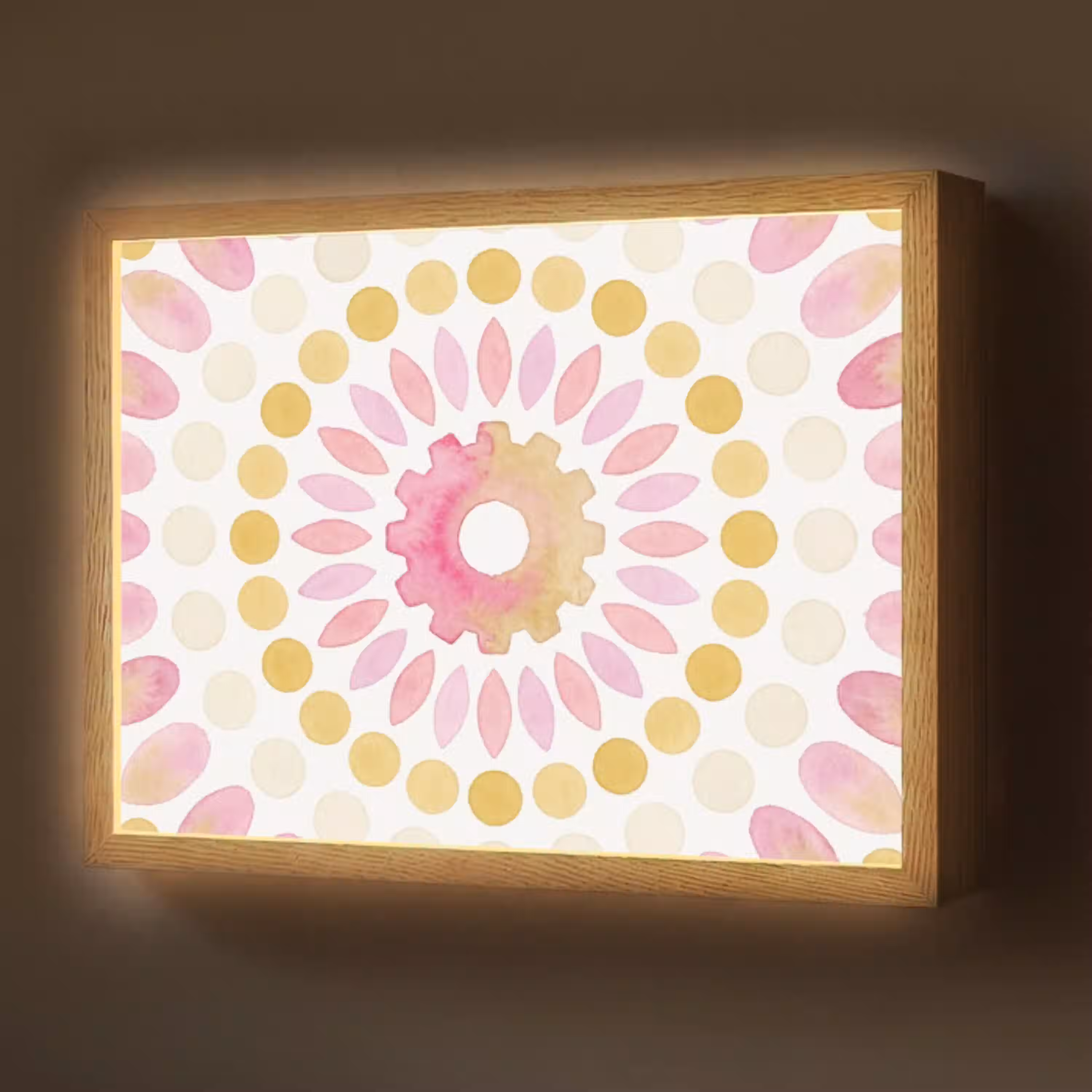 Abstract - Mandala - Kunst - Modern - Roze Light Box met batterij (Wandlamp) middel -z3d_website