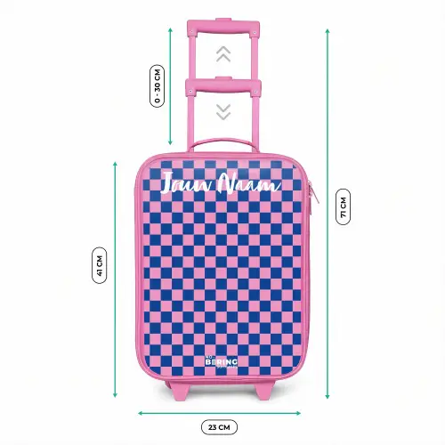 Blokjes - Blauw - Roze Kinderkoffer - Roze klein -productfoto_formaten