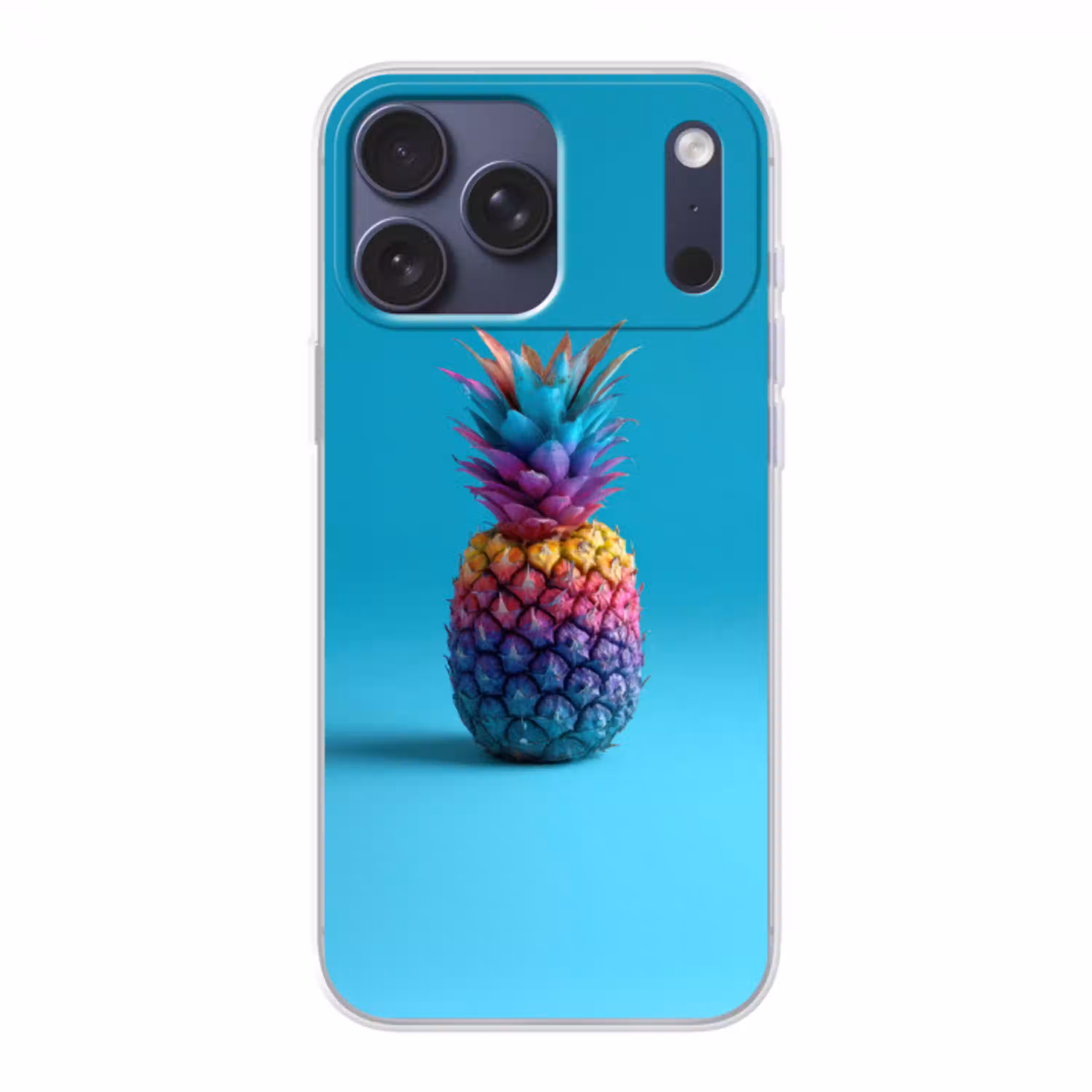 Ananas - Regenboog - Blauw - Popart Telefoonhoesje iPhone 17 Pro Max klein -3d