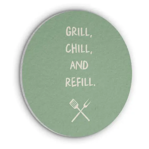 Grill - Groen - Zomer - Quote Akoestische PET Vilt - Rond klein -3d