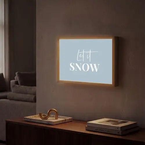 Sneeuw - Winter - Blauw - Let it snow Light Box met batterij (Wandlamp) middel -sfeer1