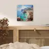 Kustdorp - Schilderij - Rotsen - Boten aluminium wit klein -sfeer3