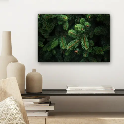Sparrentakken - Knoppen - Naalden - Groen canvas 2cm klein -sfeer6