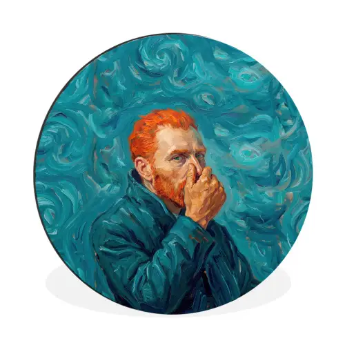Portret - Klassiek - Blauw Wandcirkel aluminium klein -3d