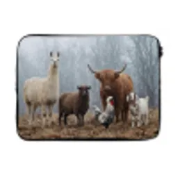Boerderijdieren - Groep - Mist - Natuur - Rustiek laptophoes neopreen klein -3d