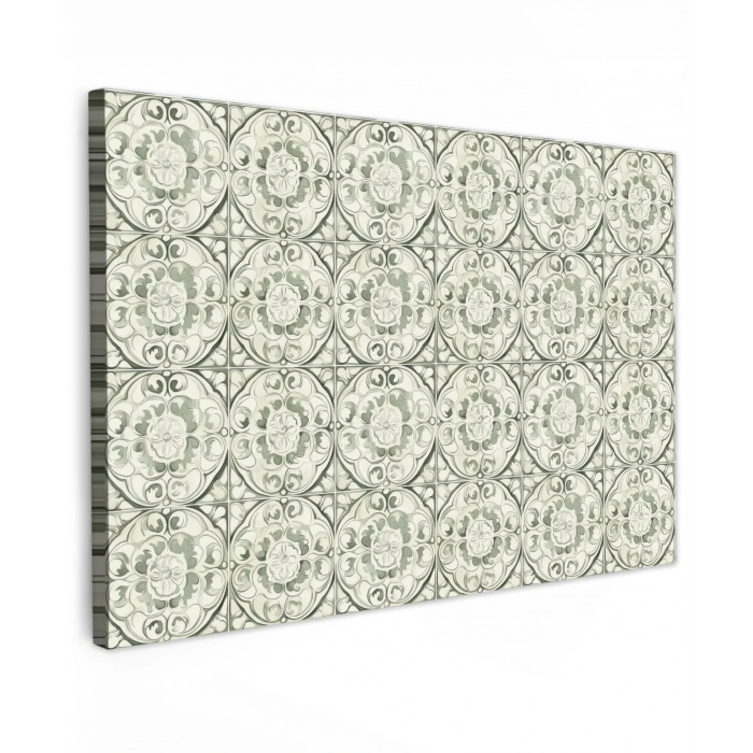 Krulornament - Tegel - Groen canvas 2cm klein 34 -z3d