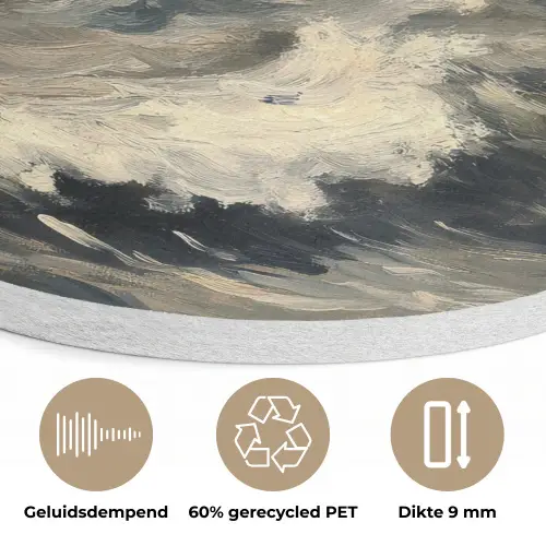 Vuurtoren - Golven - Storm Akoestische PET Vilt - Rond klein -closeup_NL