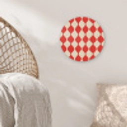 Golvend patroon - Retro - Rood - Beige Akoestische PET Vilt - Rond klein 838 -sfeer4