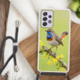 Vogel - Tak - Natuur - Kleurrijk Hoesje Samsung Galaxy A52 5G met koord klein -sfeer4
