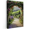 Doorkijk - Tuinboog - Bloemen - Natuur - Pad Tuinposter op houten frame 2 cm dik klein -3d
