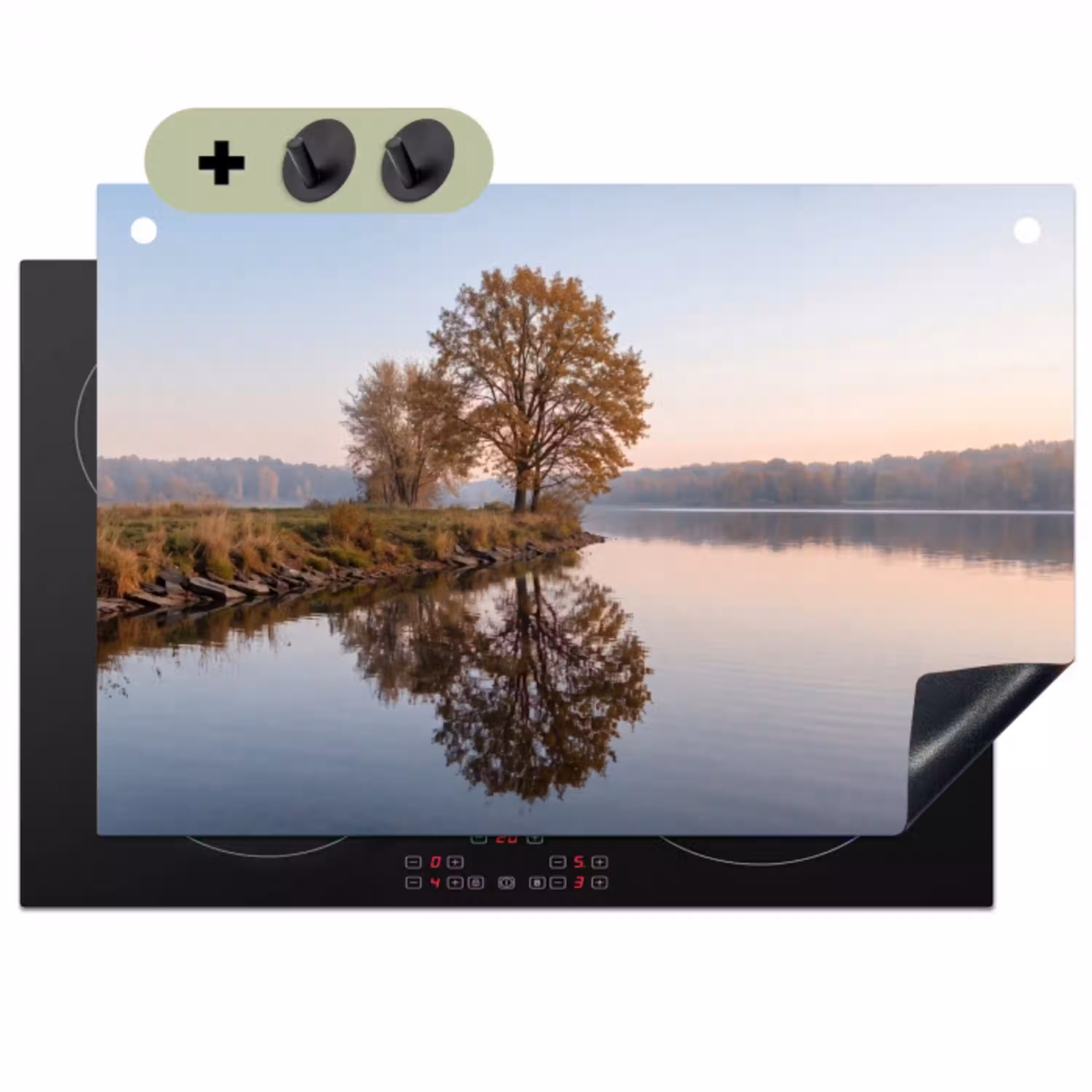 Bomen - Reflectie - Water - Zonsopgang - Serene Inductie beschemer met haakjes klein -3d