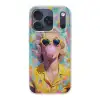 Vrouw - Blond - Roze kauwgom - Kleurrijk - Pastel Telefoonhoesje iPhone 17 Pro klein -3d