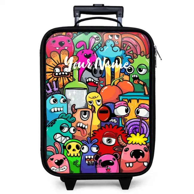 Knallende gekleurde monsters Kinderkoffer - Zwart klein -zzz_website3d