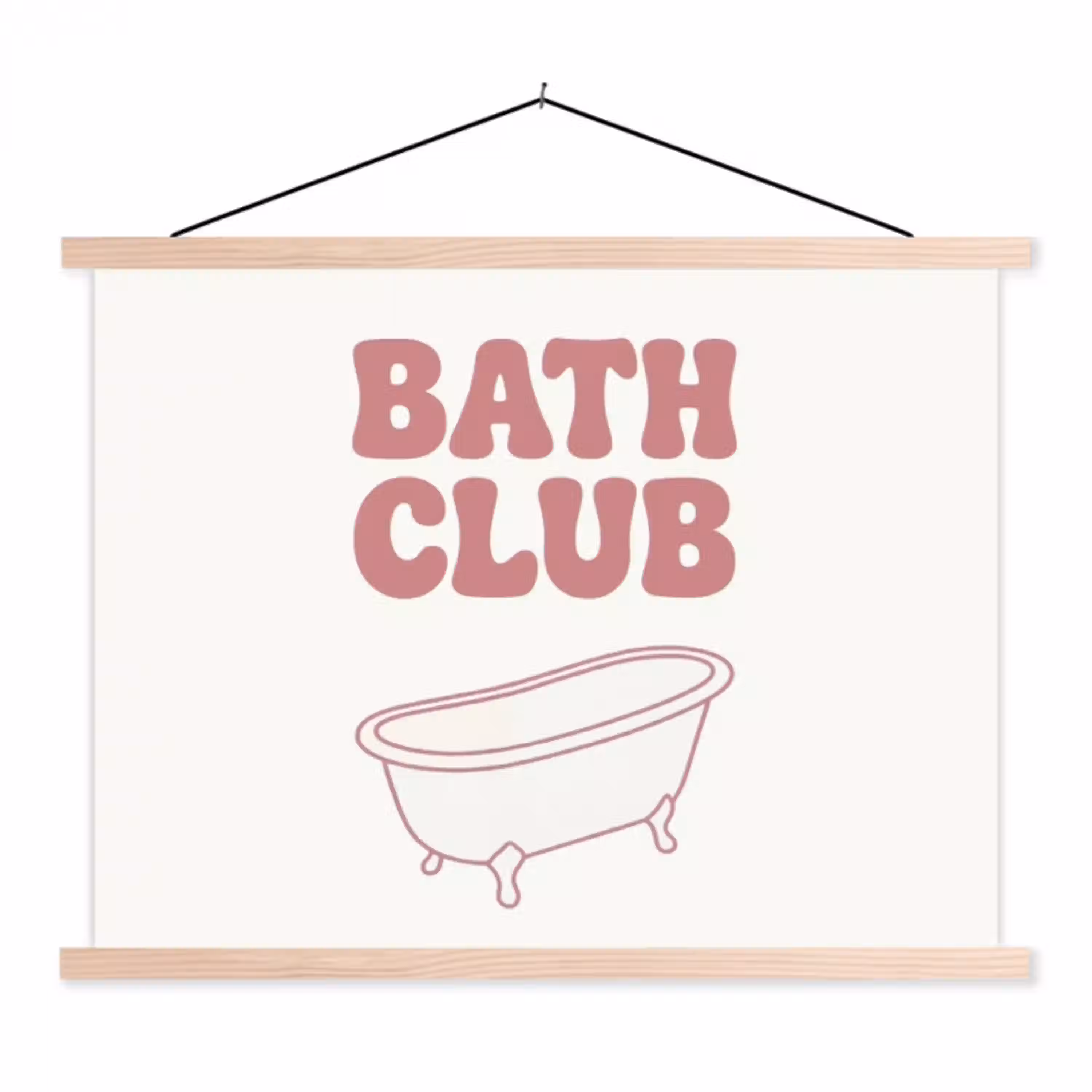 Retro - Bad - Roze textielposter latten blank klein -3d