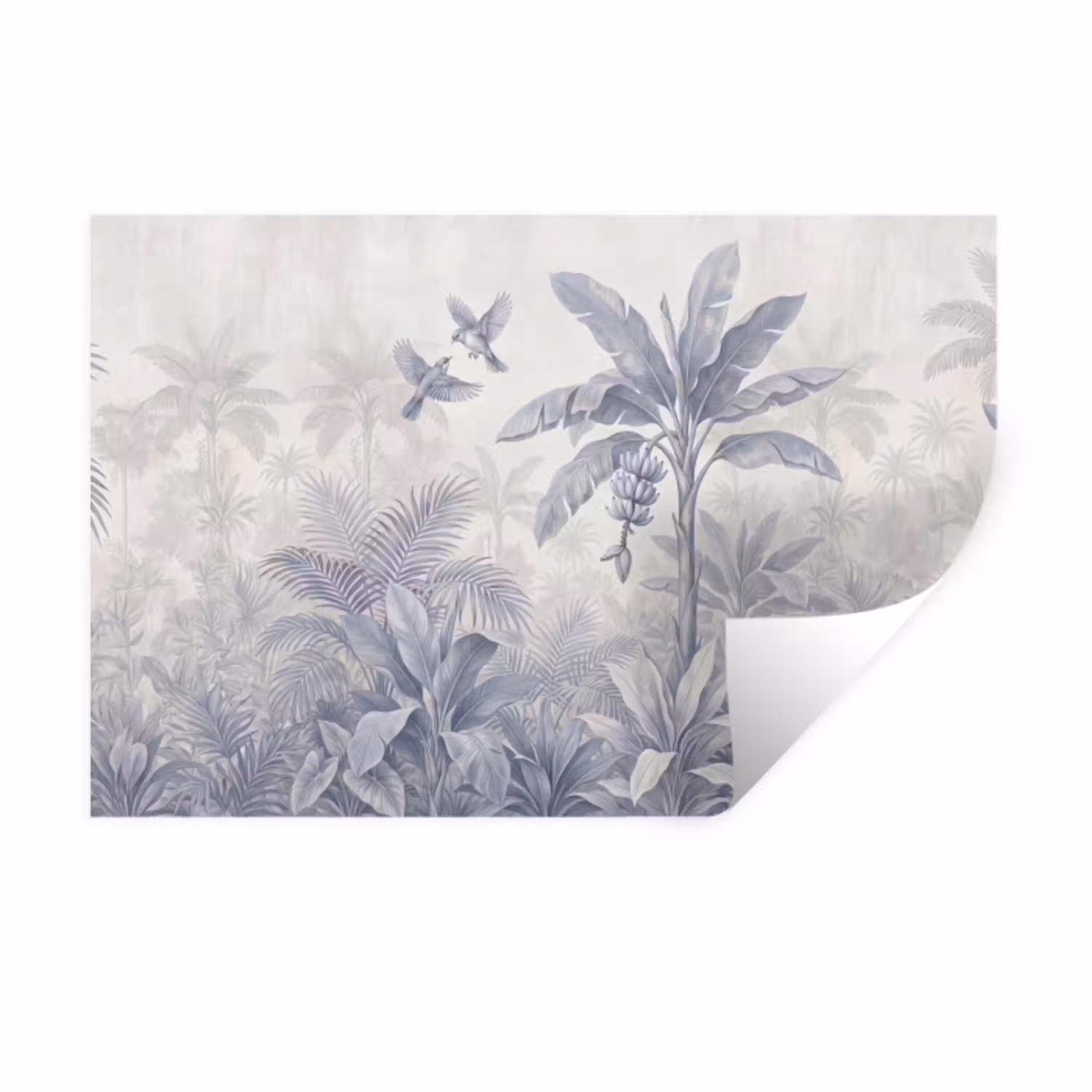 Natuur - Vogel - Jungle - Illustratie - Blauw Muursticker klein -3d