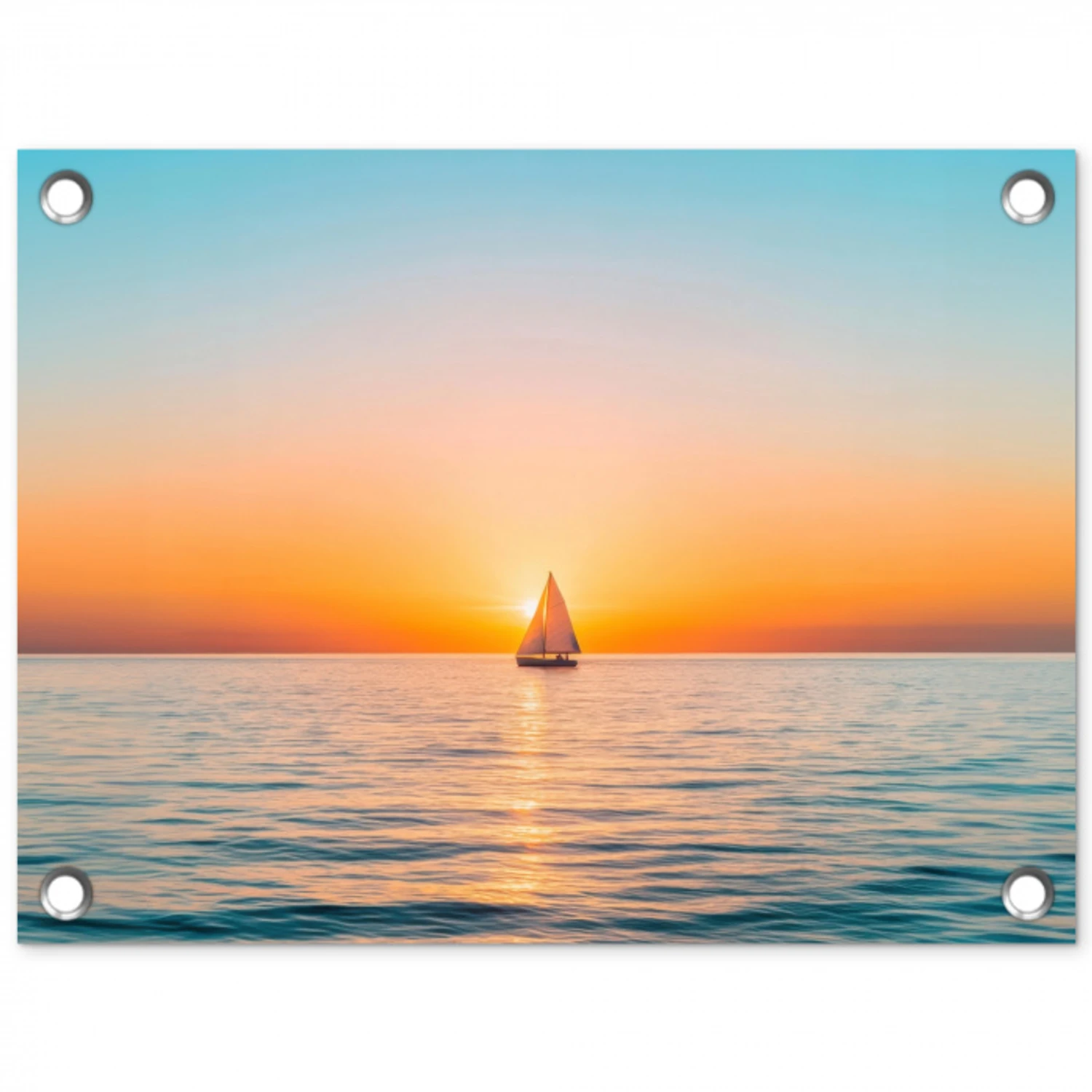 Zee - Zeilboot - Zonsondergang tuinposter los doek klein -3d