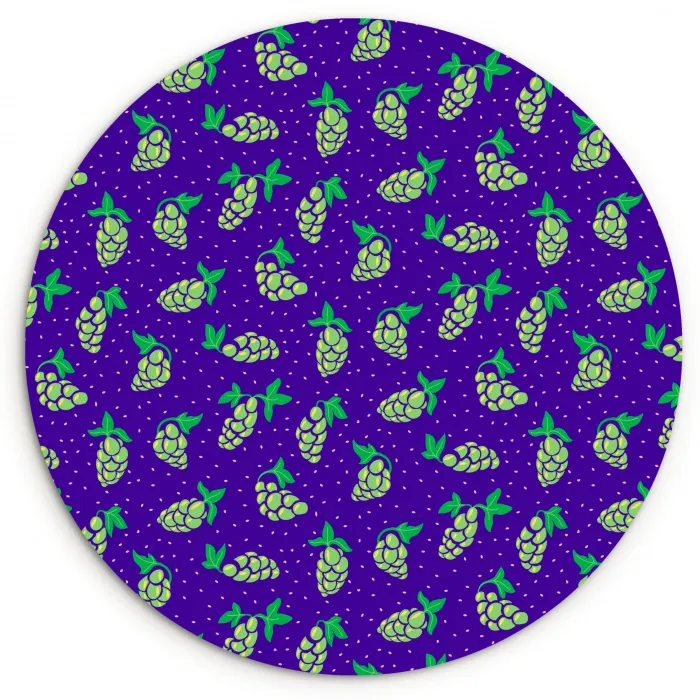 Paars - Groen - Druiven - Blaadjes Wandcirkel plexiglas klein 852 -3d
