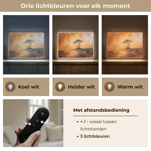 Boom - Landschap - Oranje Light Box met batterij (Wandlamp) middel -USP_lichtkleurNL