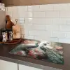 Pauwen - Pauwenveren - Vogels - Bloemen - Natuur Inductie beschermer vinyl 3mm groot -sfeer3