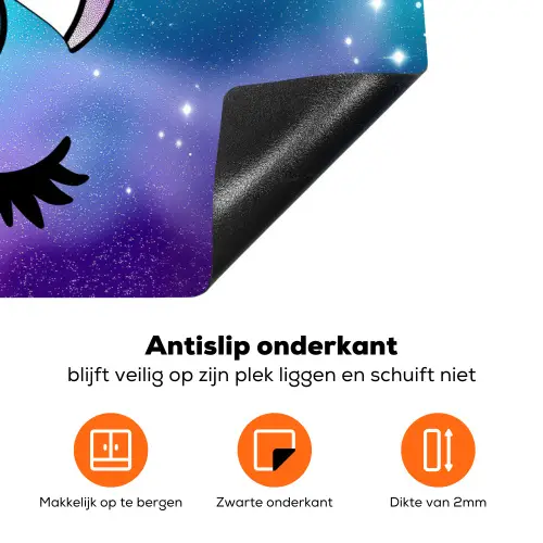 Eenhoorn - Sterrenhemel - Ster - Blauw Inductie beschermer vinyl 3mm klein -zzzzzzz-td-onderkant