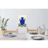 Vaas - Blauw - Geblokt - Modern Muursticker klein -eettafel
