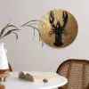 Kreeft - Zwart - Goud - Luxe Wandcirkel kunststof plaat 5mm dik klein -sfeer4