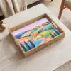 Landschap - Paars - Pastel - Huizen Dienblad Rechthoek middel -sfeer1