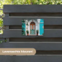 Zuilen - Sierlijke - Deur - Blauw tuinposter los doek klein -sfeer3