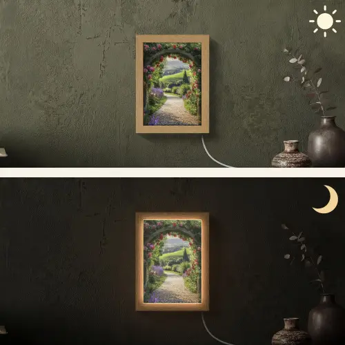 Doorkijk - Tuinboog - Bloemen - Natuur - Pad Light Box met kabel (Wandlamp) klein -sfeer3