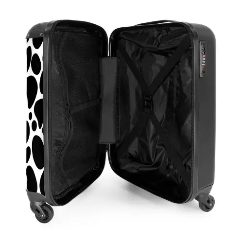 Zwarte vlekken over een witte achtergrond NBS - Handbagage koffer - Volwassenen Unisex middel -binnenkant