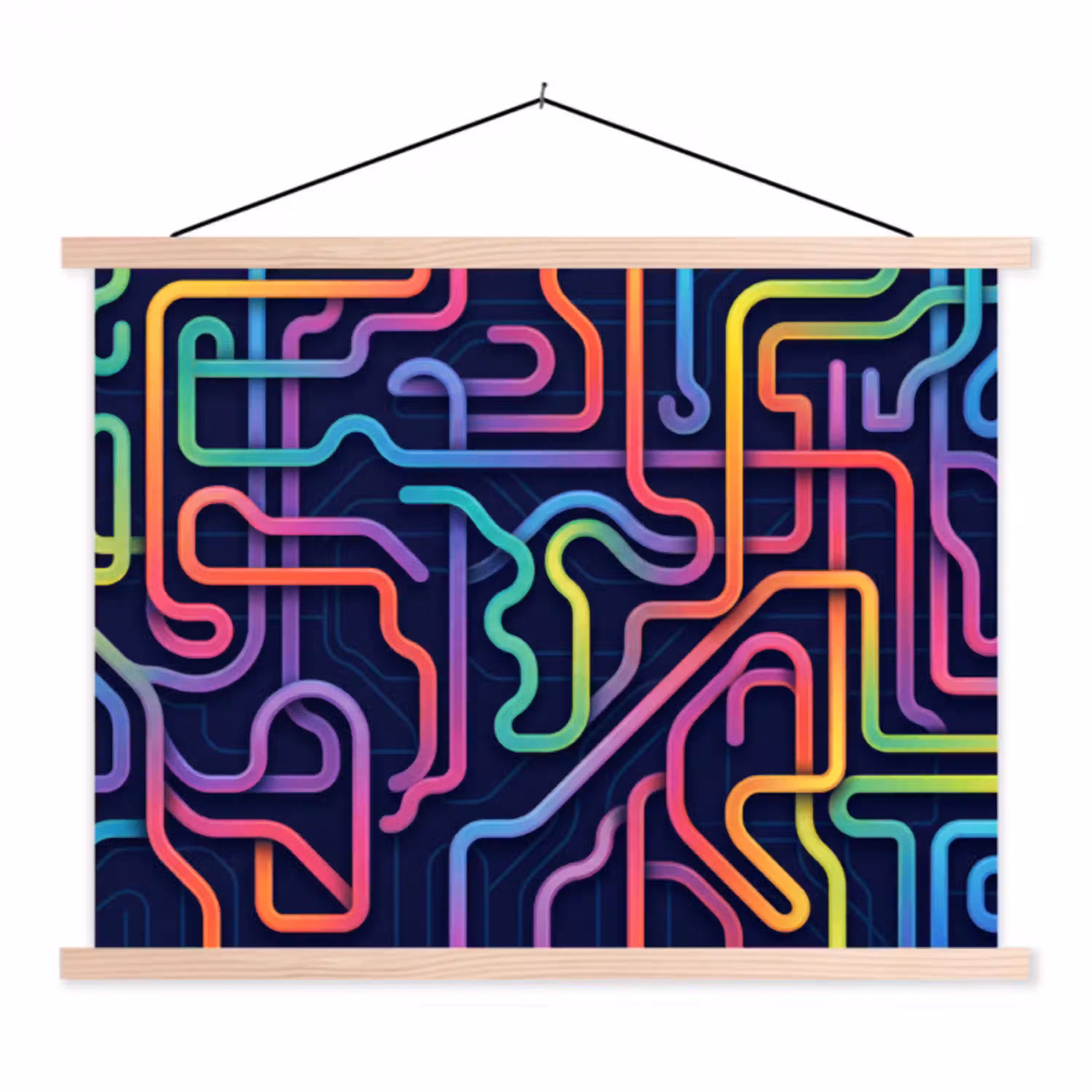 Retro - Abstract - Neon textielposter latten blank klein -3d