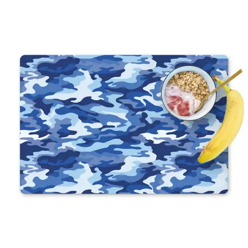 Blauw - Camouflage - Golvend Placemat vinyl groot 368 -zzzproduct_Kitchenyeah-website