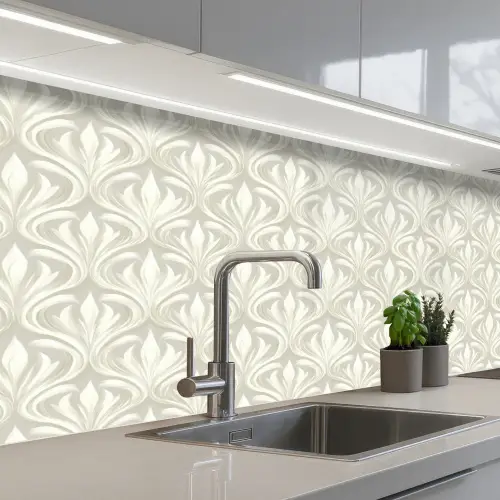 Barok - Patroon - Beige keuken achterwand 2 middel 871 -3d_schuin